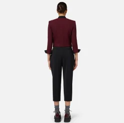 Elisabetta Franchi Jackets And Trench Coats|Laminated tweed cropped jacket with pockets RougeNoir