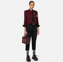 Elisabetta Franchi Jackets And Trench Coats|Laminated tweed cropped jacket with pockets