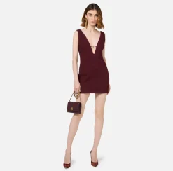 Elisabetta Franchi Mini Dresses|Dresses|Laminated tweed mini-dress RougeNoir