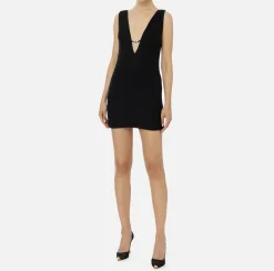 Elisabetta Franchi Mini Dresses|Dresses|Laminated tweed mini-dress Black