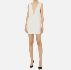 Elisabetta Franchi Mini Dresses|Dresses|Laminated tweed mini-dress Ivory