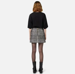 Elisabetta Franchi Skirts|Laminated tweed wraparound miniskirt Butter/Black