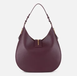 Elisabetta Franchi Shoulder Bags|Large hobo bag in leather-effect material with zip RougeNoir