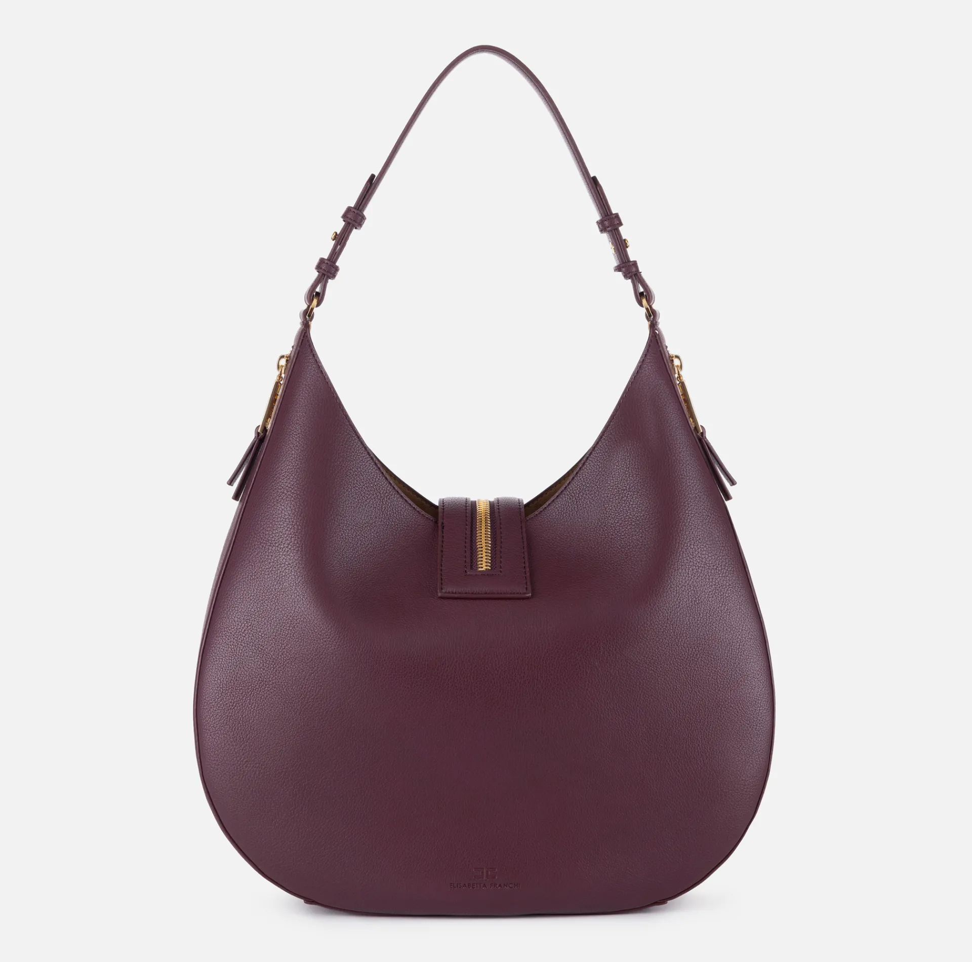 Elisabetta Franchi Shoulder Bags|Large hobo bag in leather-effect material with zip RougeNoir