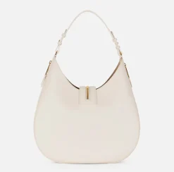 Elisabetta Franchi Shoulder Bags|Large hobo bag in leather-effect material with zip Butter