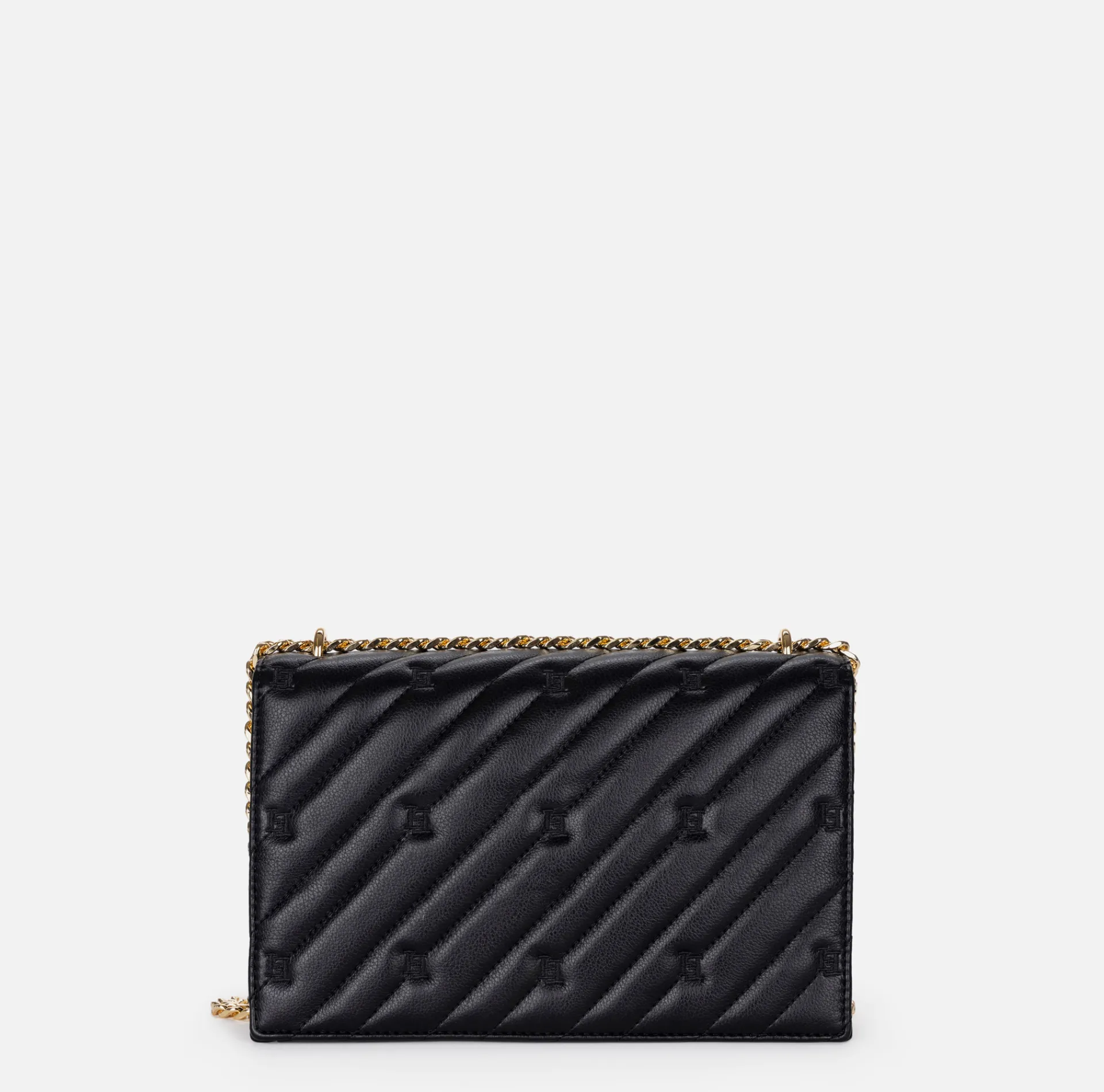 Elisabetta Franchi Strap Bags|Large quilted bag with shoulder strap Black