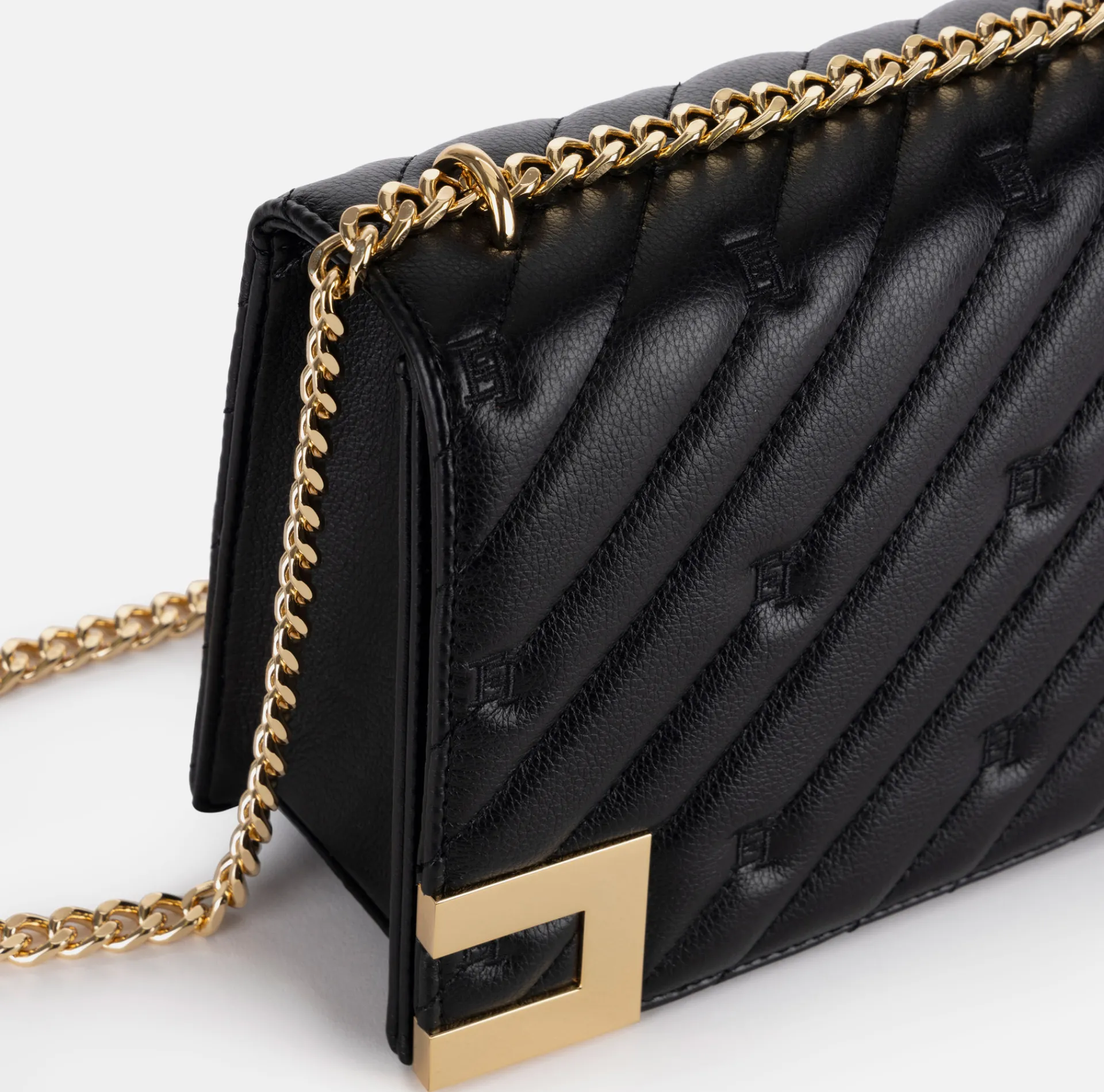 Elisabetta Franchi Strap Bags|Large quilted bag with shoulder strap Black