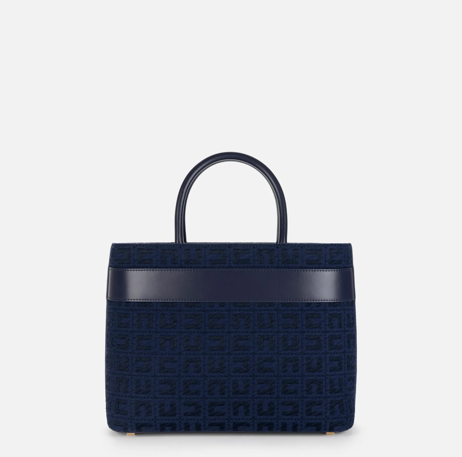 Elisabetta Franchi Handbags|Large shopper bag in jacquard fabric with horsebit Navy
