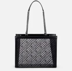 Elisabetta Franchi Shoulder Bags|Large shopper bag with mesh effect Black
