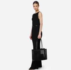 Elisabetta Franchi Shoulder Bags|Large shopper bag with mesh effect Black