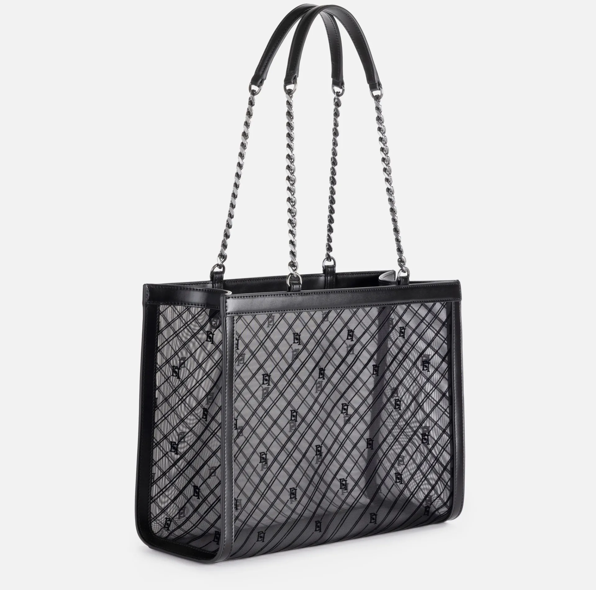 Elisabetta Franchi Shoulder Bags|Large shopper bag with mesh effect Black