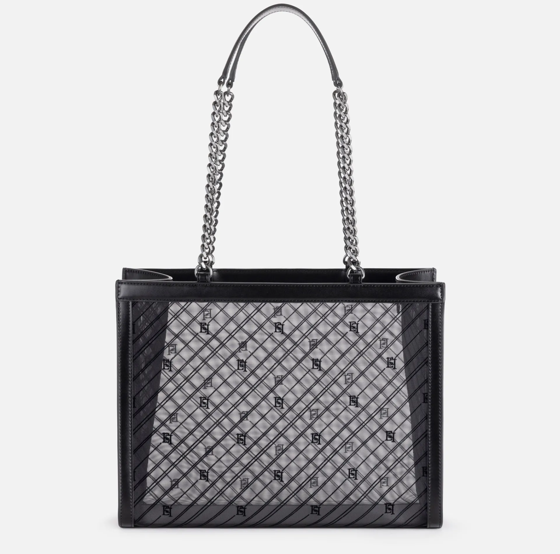 Elisabetta Franchi Shoulder Bags|Large shopper bag with mesh effect Black
