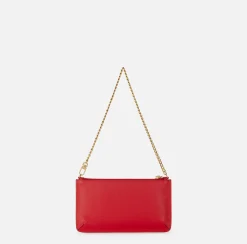 Elisabetta Franchi Shoulder Bags|Leather baguette mini shoulder bag with lettering RedPassion