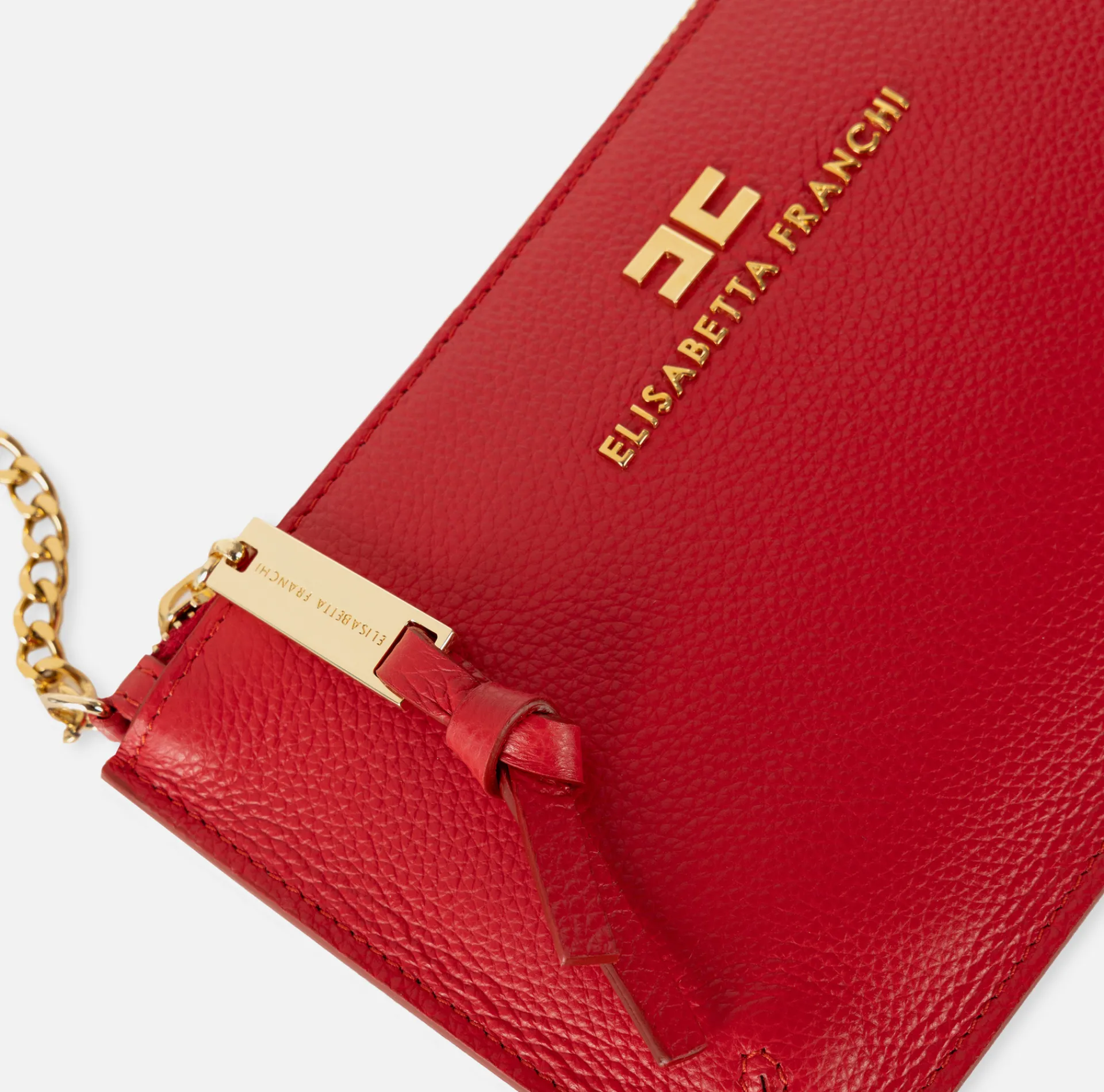 Elisabetta Franchi Shoulder Bags|Leather baguette mini shoulder bag with lettering RedPassion