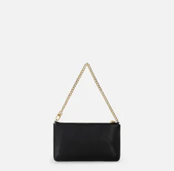 Elisabetta Franchi Shoulder Bags|Leather baguette mini shoulder bag with lettering Black