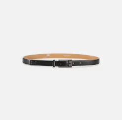 Elisabetta Franchi Belts|Leather belt with embossed logo Black