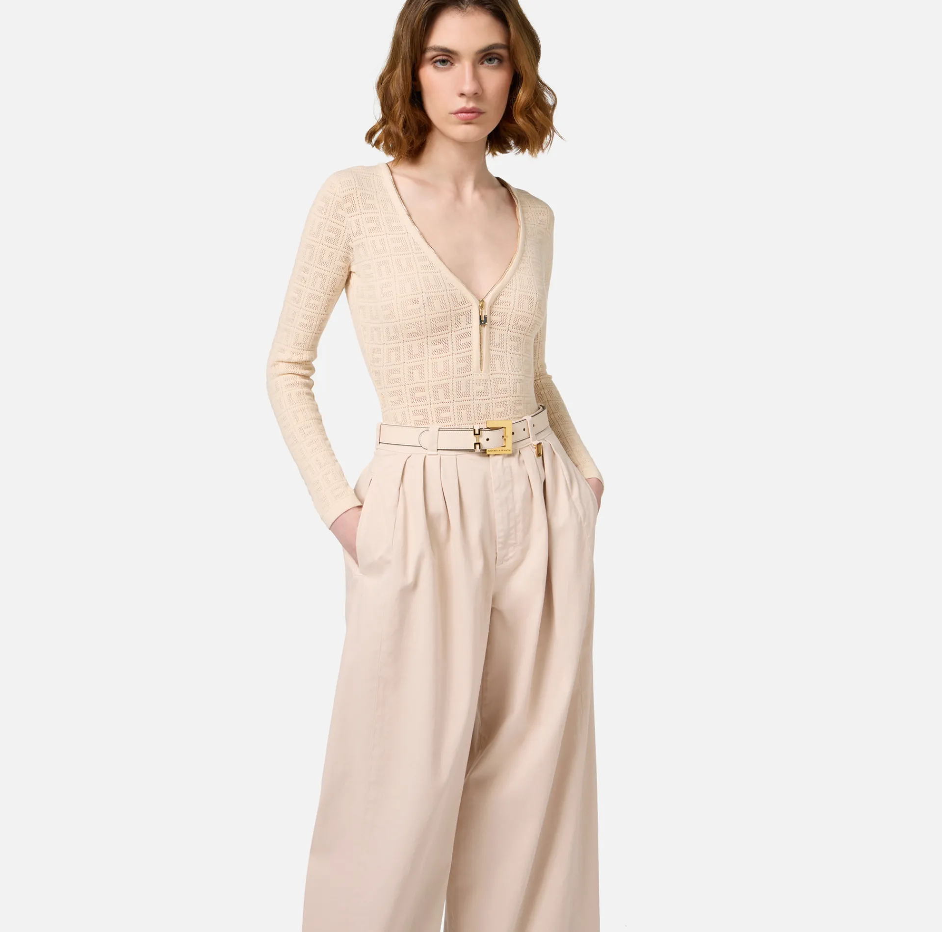 Elisabetta Franchi Belts|Leather belt with horsebit loop Latex