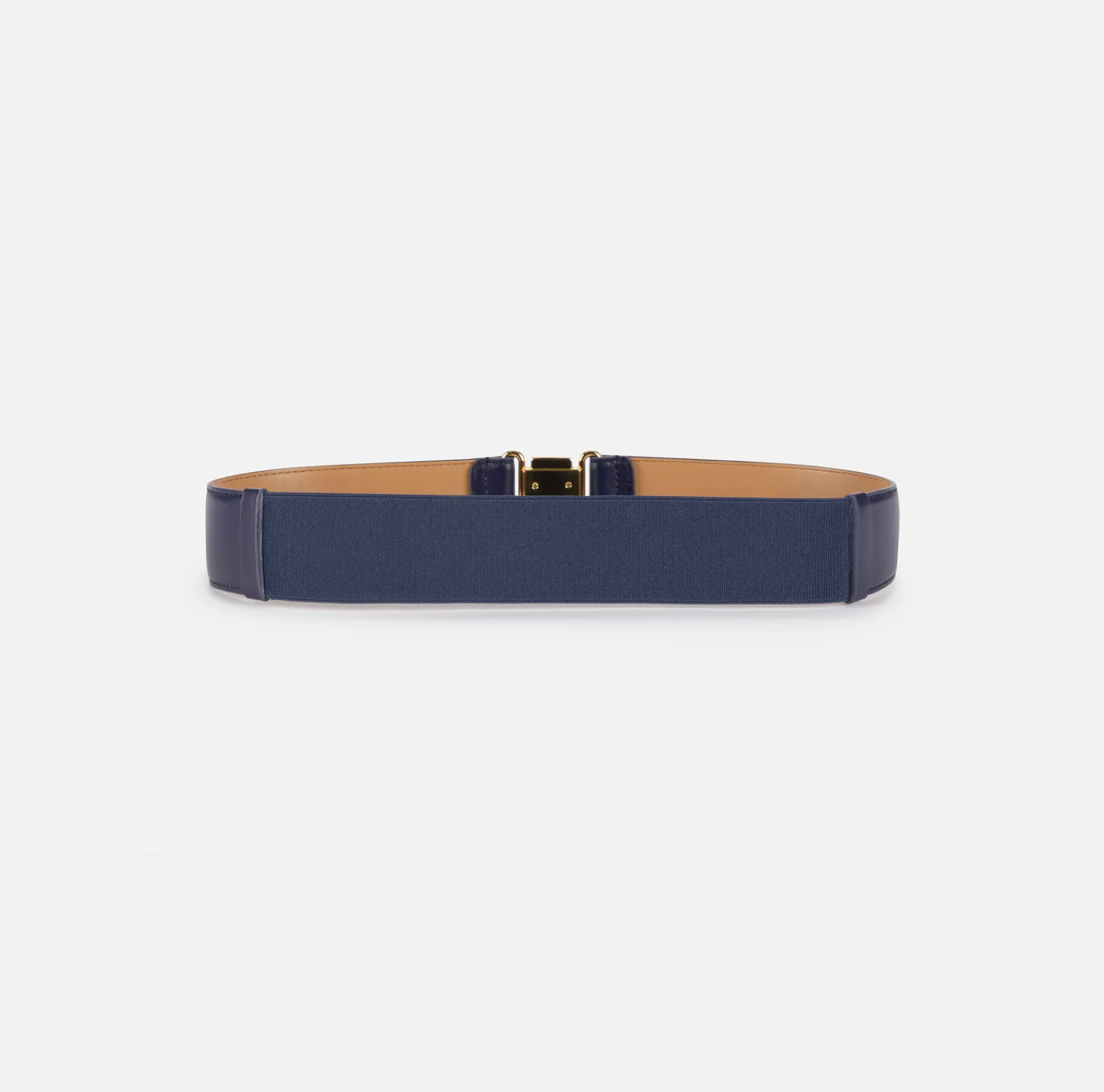 Elisabetta Franchi Belts|Leather belt with interlocking logo buckle Navy