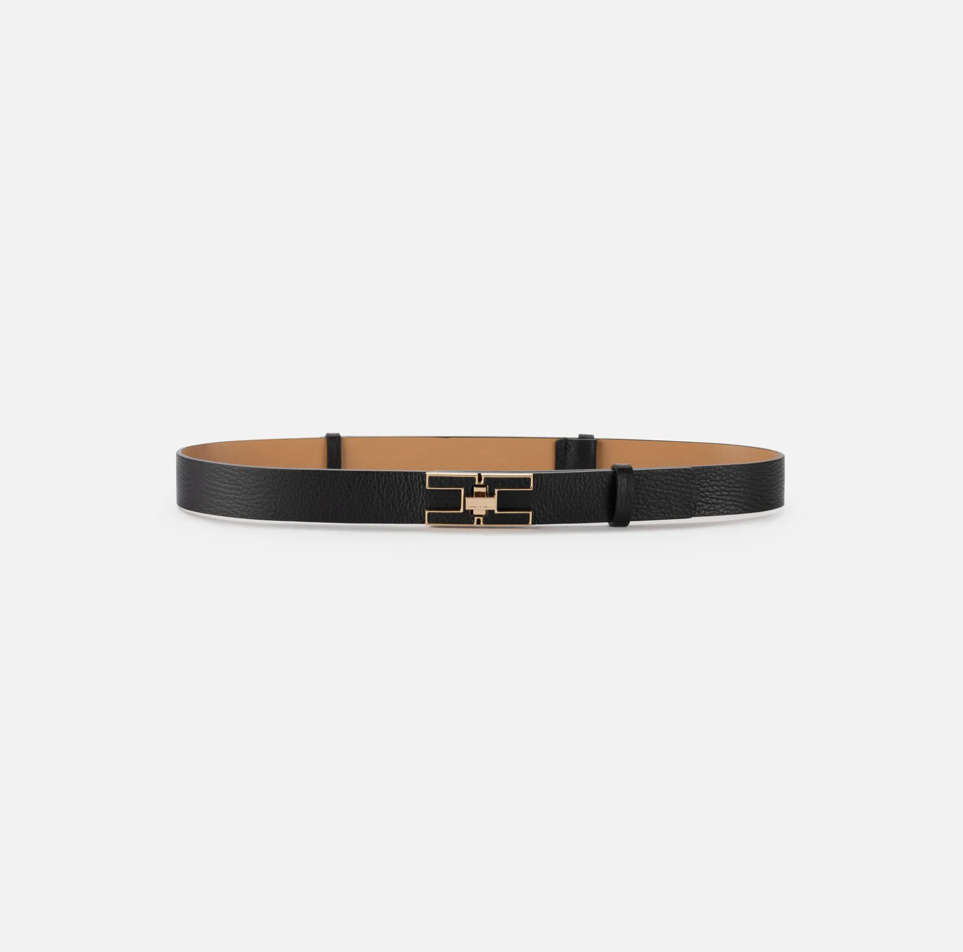 Elisabetta Franchi Belts|Leather belt with logo turn-lock Black