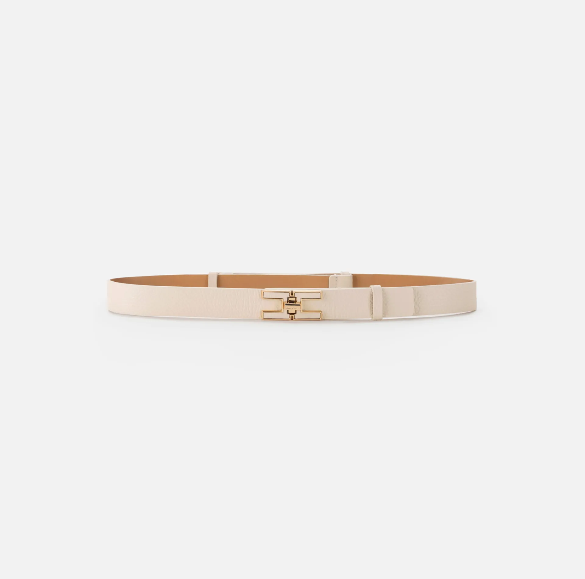 Elisabetta Franchi Belts|Leather belt with logo turn-lock Butter