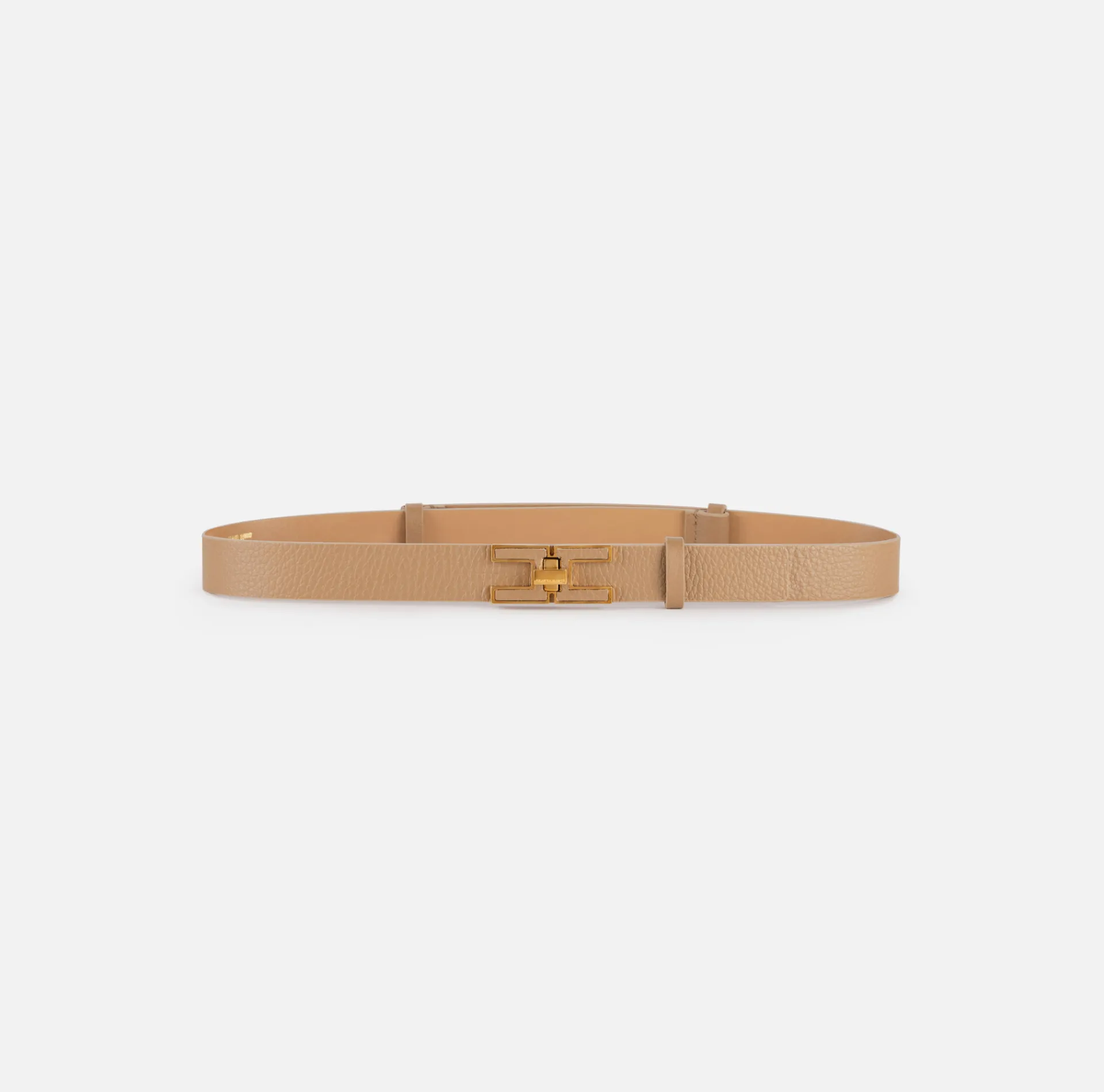Elisabetta Franchi Belts|Leather belt with logo turn-lock Camel