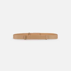 Elisabetta Franchi Belts|Leather belt with logo turn-lock Camel