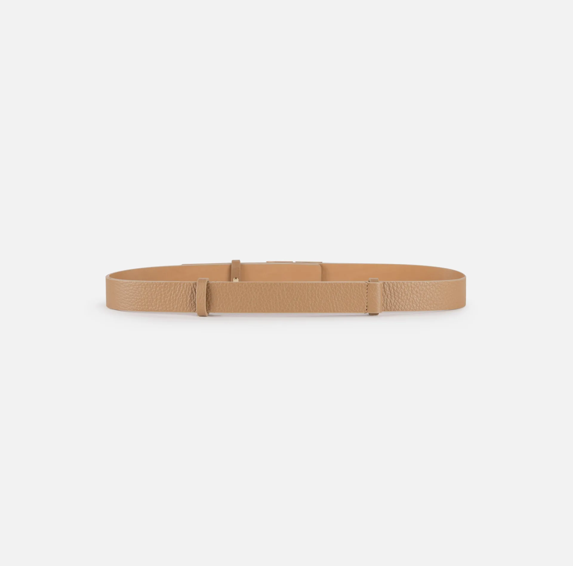Elisabetta Franchi Belts|Leather belt with logo turn-lock Camel