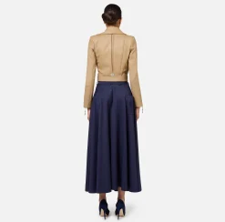 Elisabetta Franchi Jackets And Trench Coats|Leather biker jacket with zip Camel