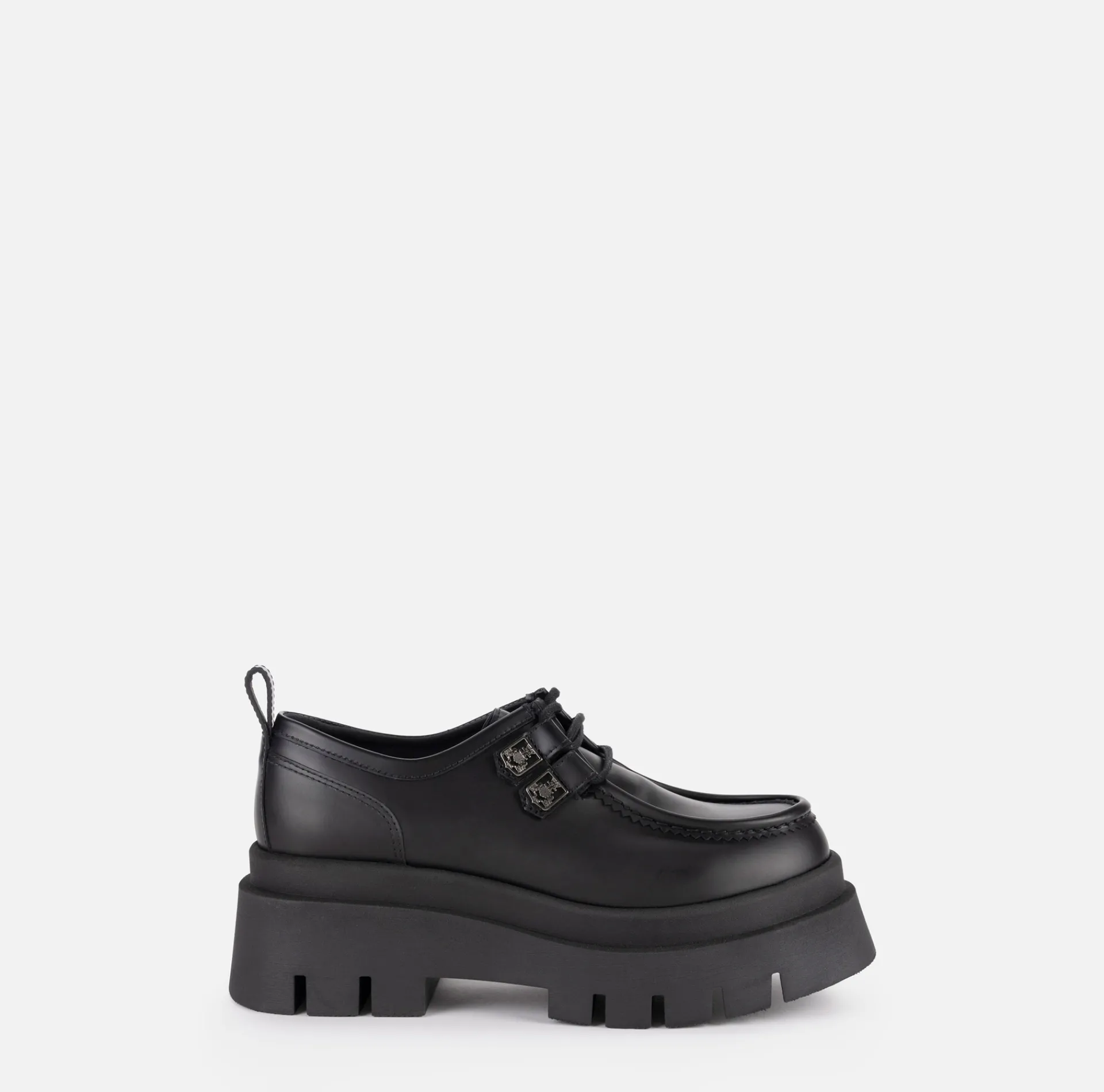 Elisabetta Franchi Sneakers & Flat Shoes|Leather Derby shoe with platform Black