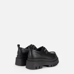 Elisabetta Franchi Sneakers & Flat Shoes|Leather Derby shoe with platform Black