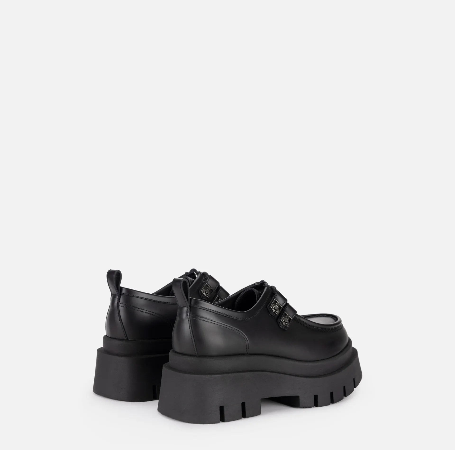 Elisabetta Franchi Sneakers & Flat Shoes|Leather Derby shoe with platform Black