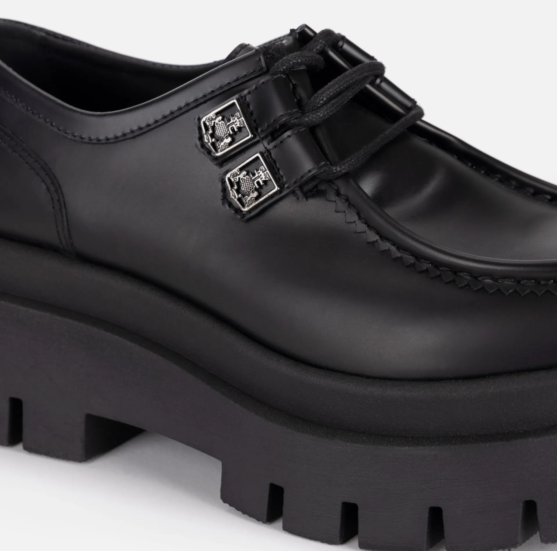 Elisabetta Franchi Sneakers & Flat Shoes|Leather Derby shoe with platform Black