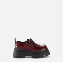 Elisabetta Franchi Sneakers & Flat Shoes|Leather Derby shoe with platform RougeNoir
