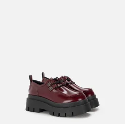 Elisabetta Franchi Sneakers & Flat Shoes|Leather Derby shoe with platform RougeNoir
