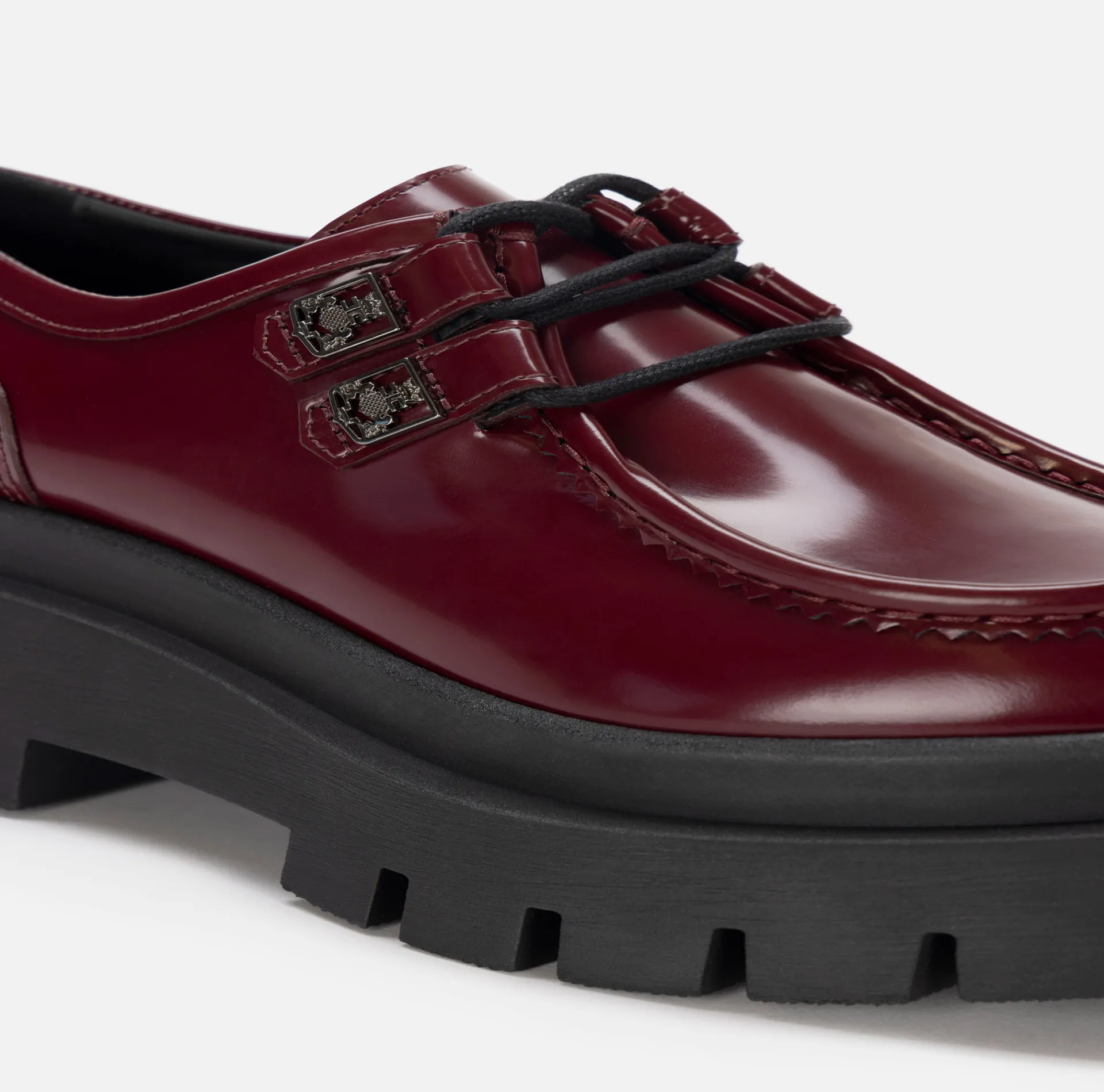 Elisabetta Franchi Sneakers & Flat Shoes|Leather Derby shoe with platform RougeNoir