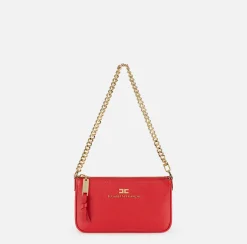 Elisabetta Franchi Shoulder Bags|Leather mini shoulder bag with lettering RedPassion