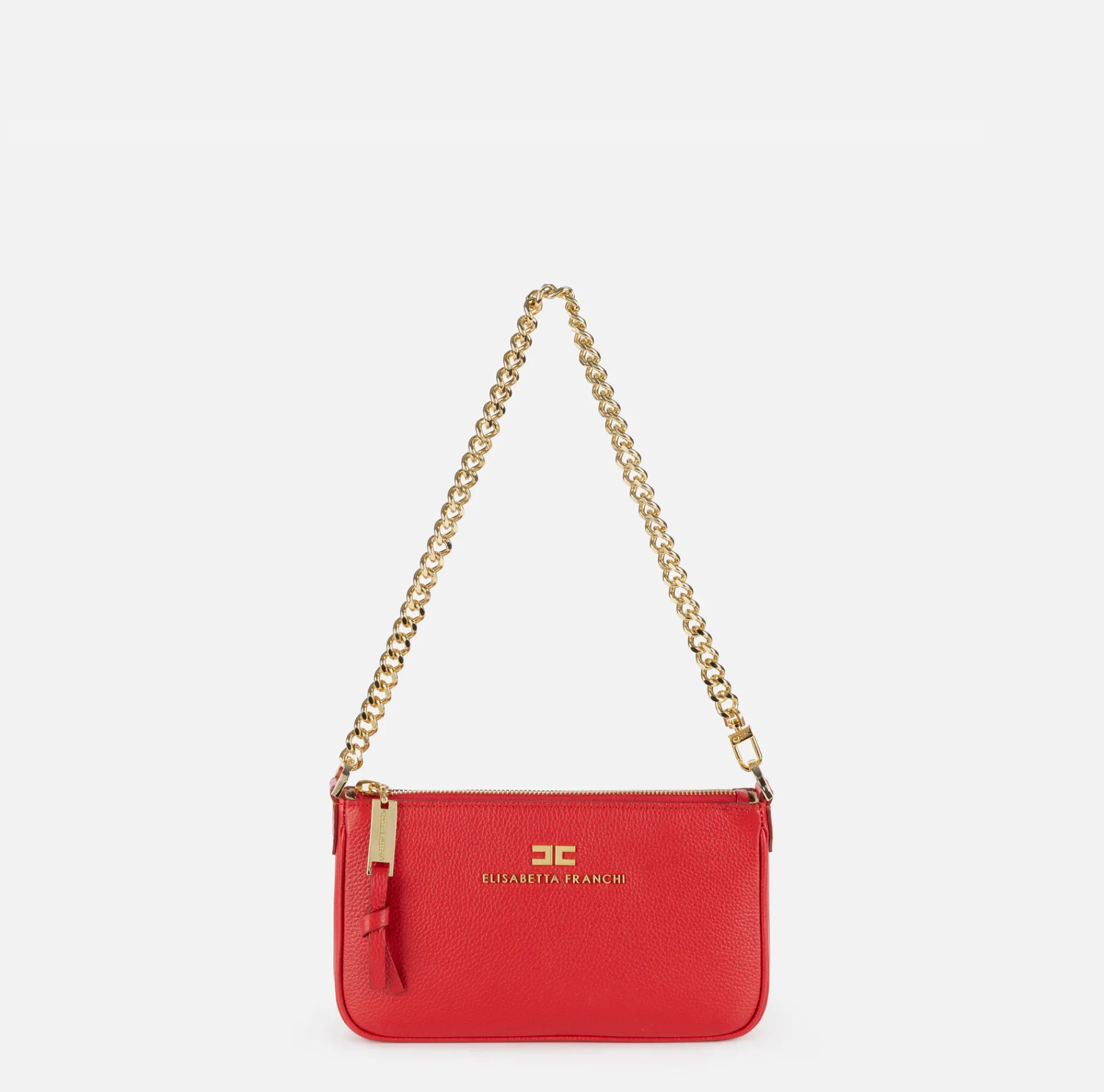 Elisabetta Franchi Shoulder Bags|Leather mini shoulder bag with lettering RedPassion
