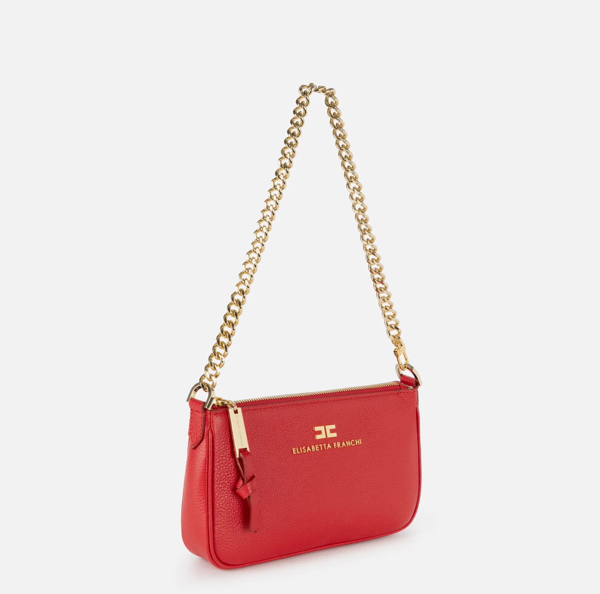 Elisabetta Franchi Shoulder Bags|Leather mini shoulder bag with lettering RedPassion