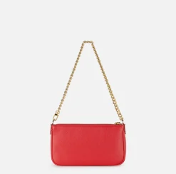 Elisabetta Franchi Shoulder Bags|Leather mini shoulder bag with lettering RedPassion