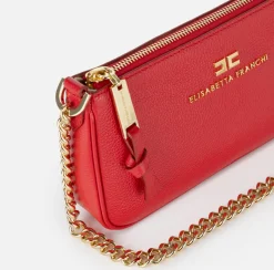 Elisabetta Franchi Shoulder Bags|Leather mini shoulder bag with lettering RedPassion