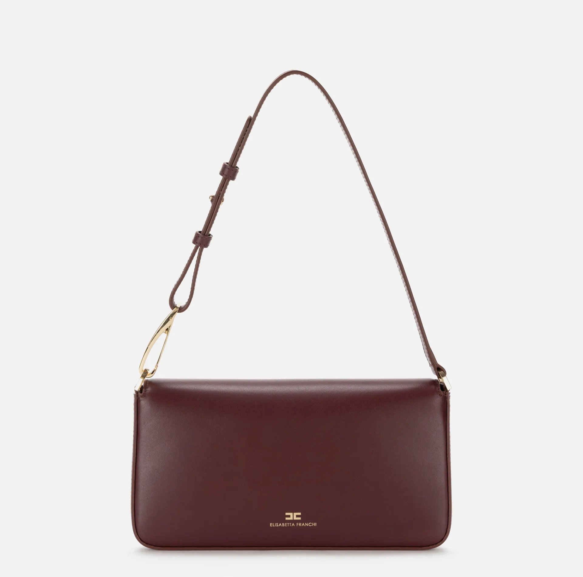 Elisabetta Franchi Shoulder Bags|Leather shoulder bag with embossed logo RougeNoir