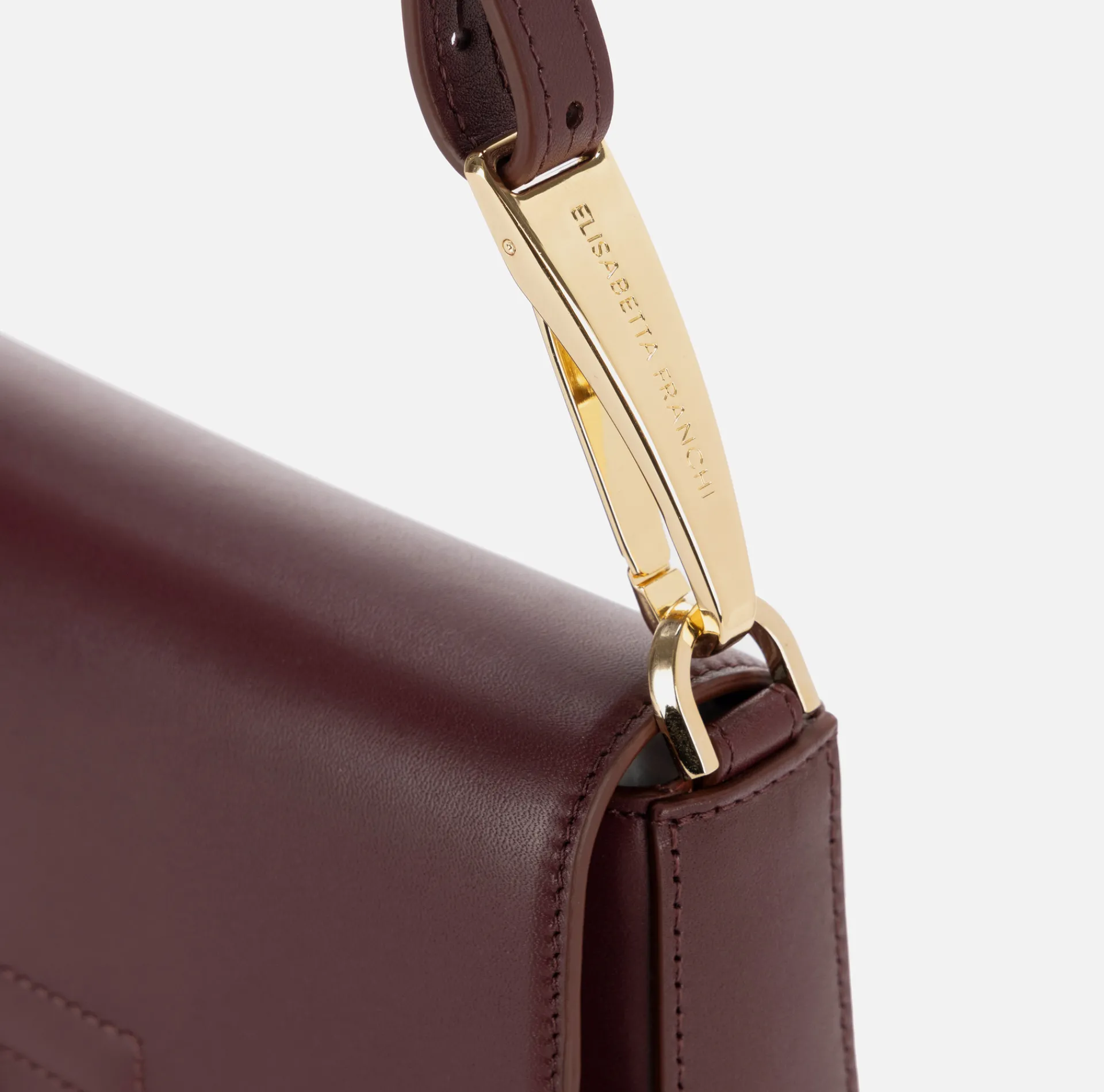Elisabetta Franchi Shoulder Bags|Leather shoulder bag with embossed logo RougeNoir