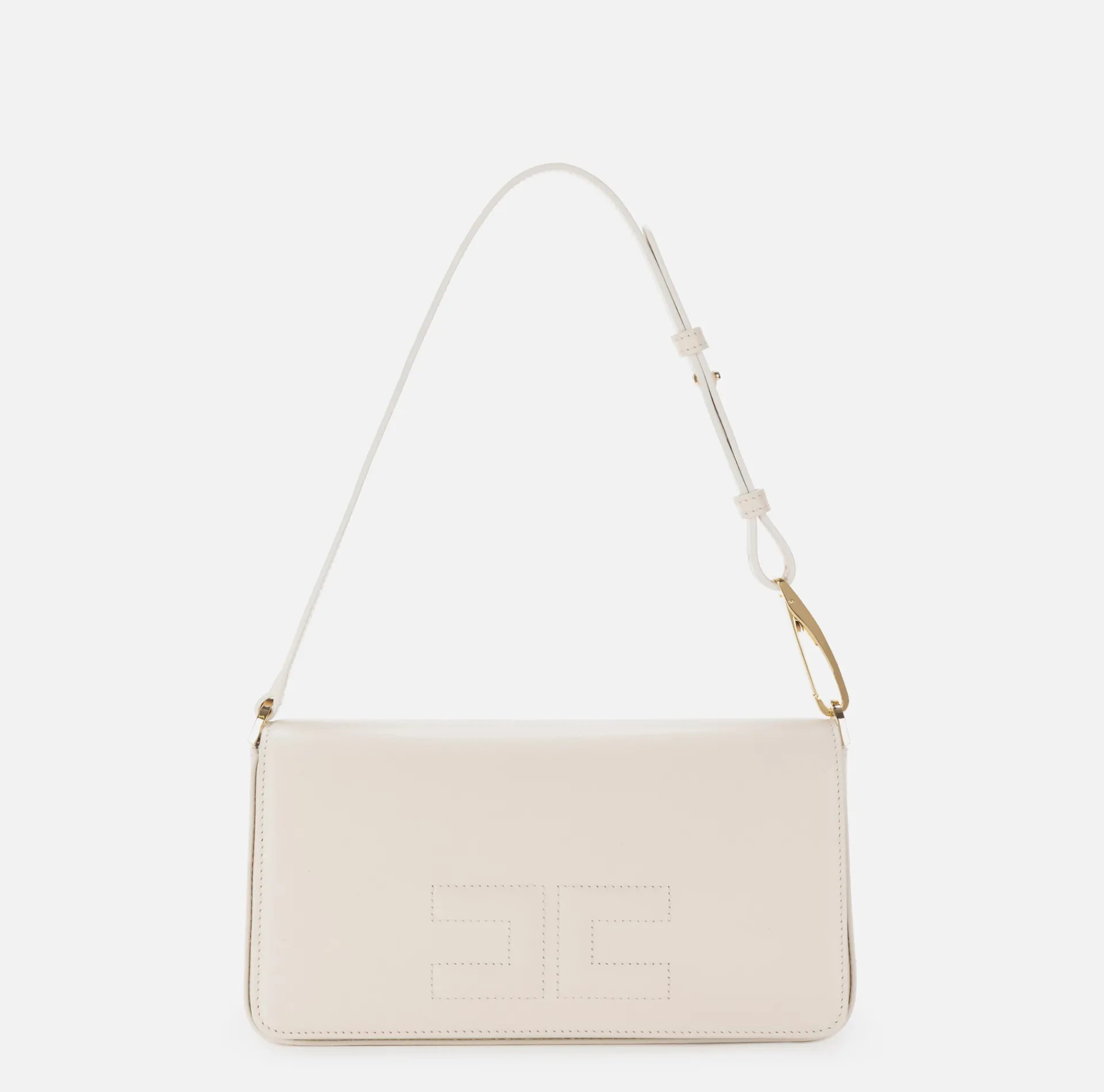 Elisabetta Franchi Shoulder Bags|Leather shoulder bag with embossed logo Butter