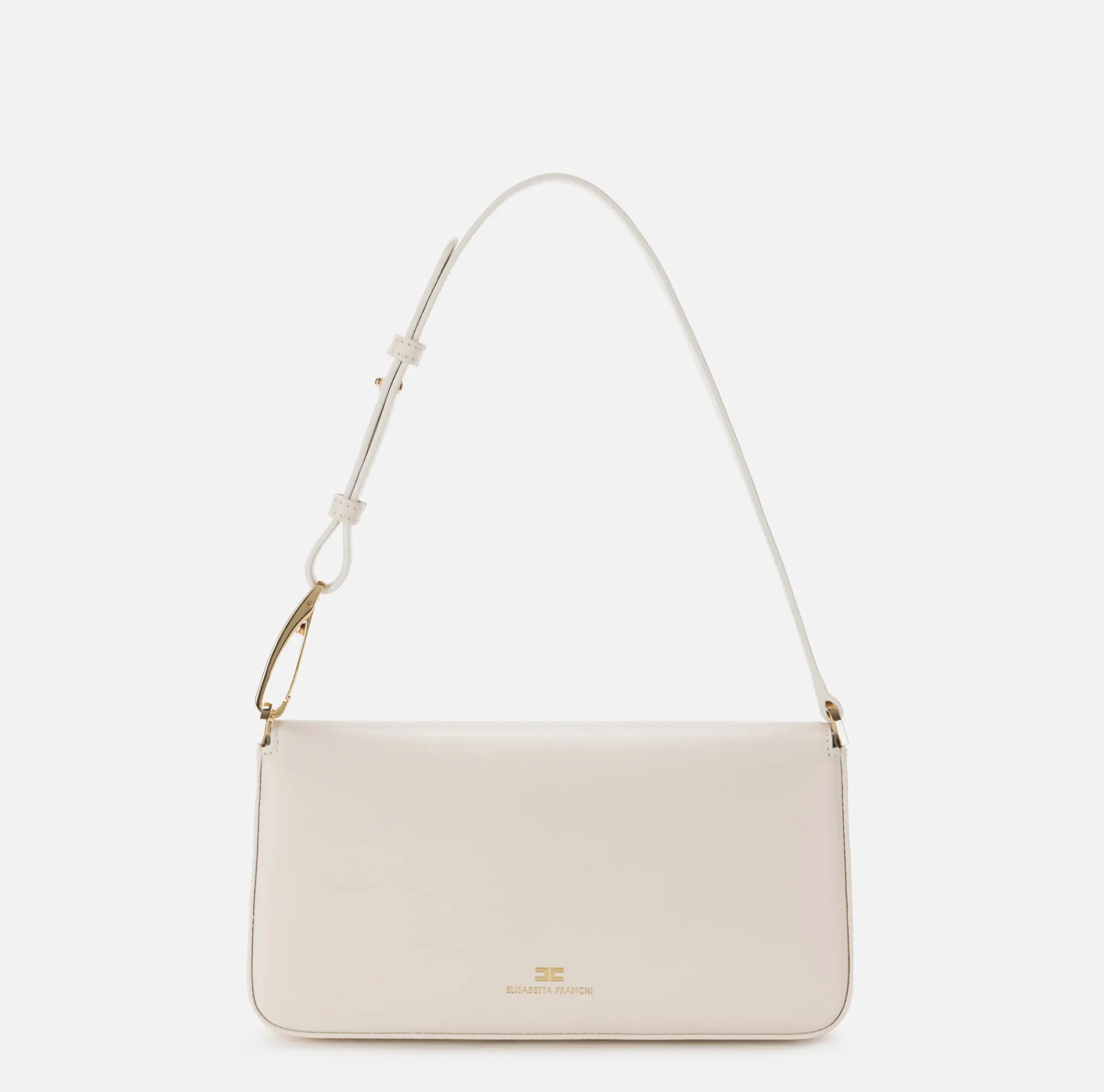 Elisabetta Franchi Shoulder Bags|Leather shoulder bag with embossed logo Butter