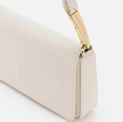 Elisabetta Franchi Shoulder Bags|Leather shoulder bag with embossed logo Butter