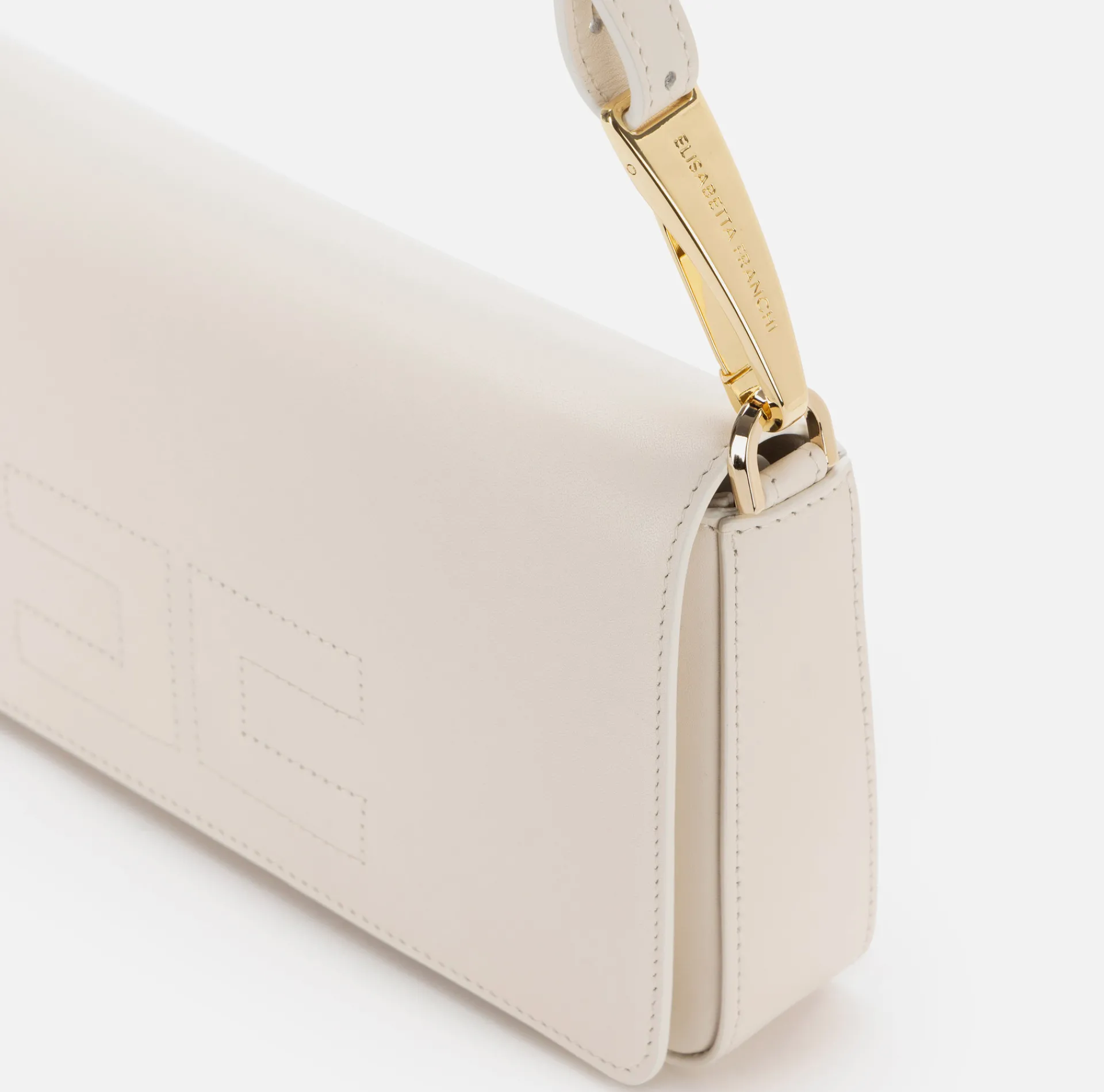Elisabetta Franchi Shoulder Bags|Leather shoulder bag with embossed logo Butter
