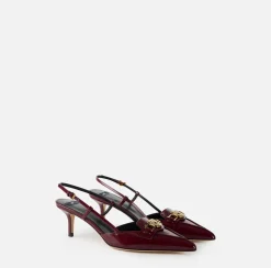 Elisabetta Franchi Pumps|Leather slingback with horsebit RougeNoir