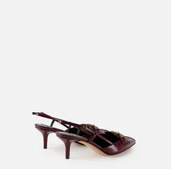 Elisabetta Franchi Pumps|Leather slingback with horsebit RougeNoir