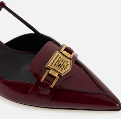 Elisabetta Franchi Pumps|Leather slingback with horsebit RougeNoir
