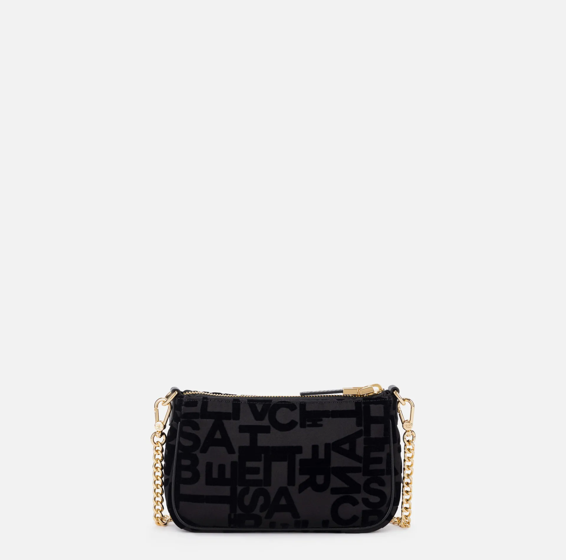 Elisabetta Franchi Clutch|Lettering clutch bag with shoulder strap Black